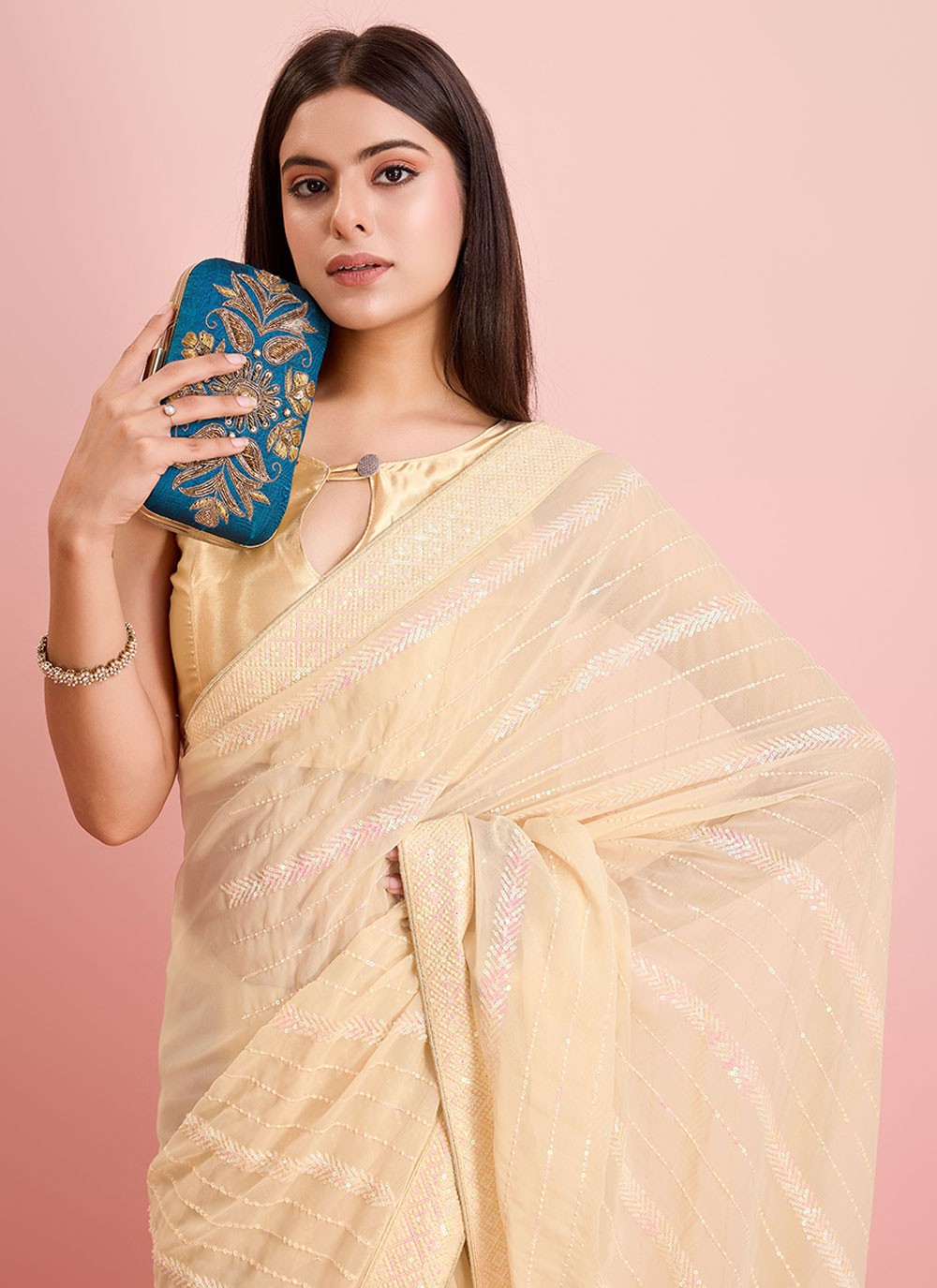 Contemporary Embroidered Georgette Saree - S6915