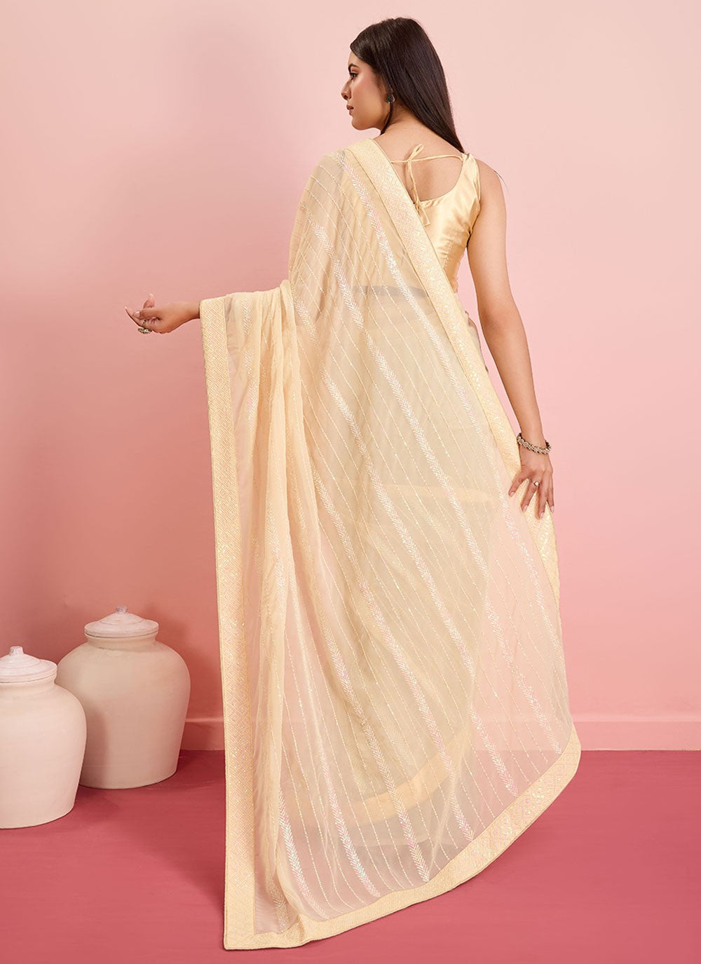 Contemporary Embroidered Georgette Saree - S6915