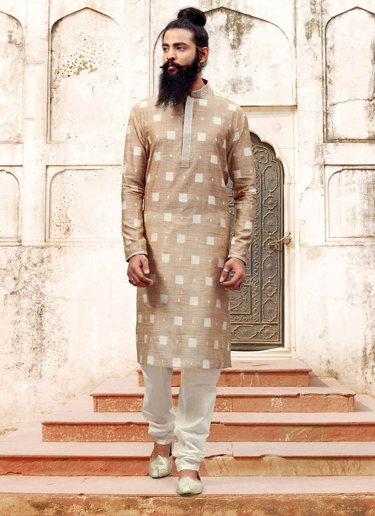 Printed Viscose Beige Kurta Pyjama - M2534