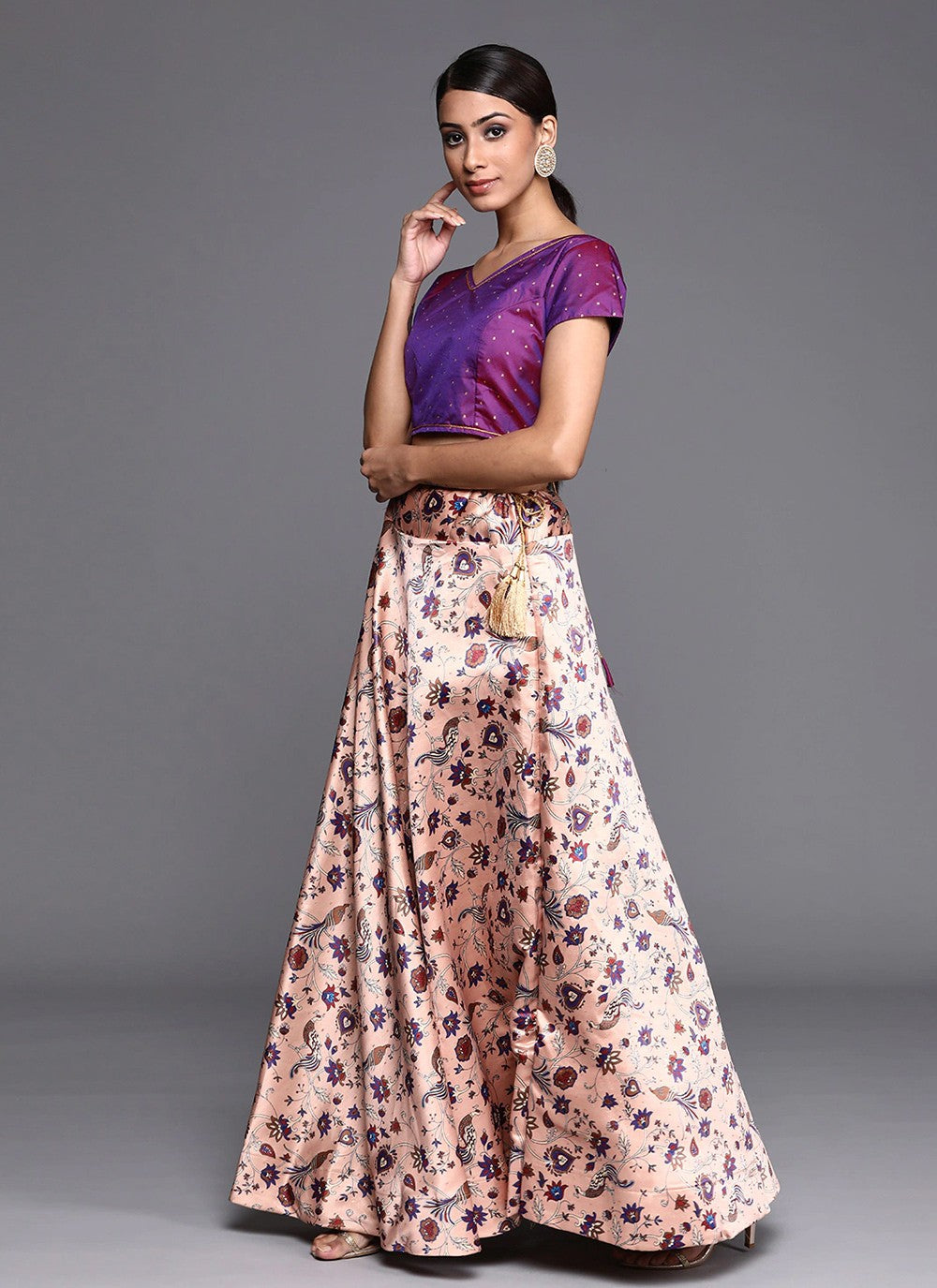 Digital Print Satin Silk A - Line Lehenga - L2134