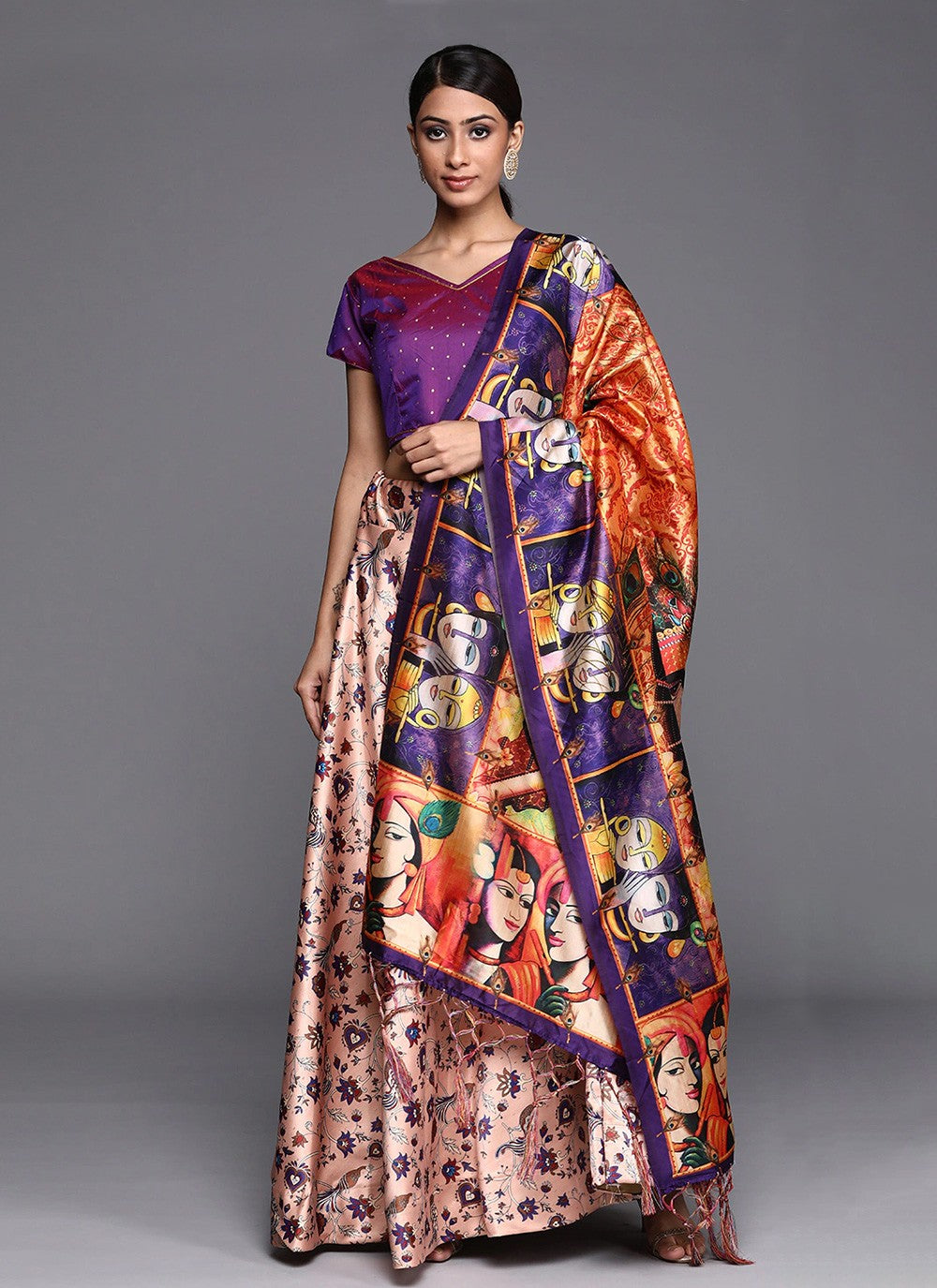 Digital Print Satin Silk A - Line Lehenga - L2134