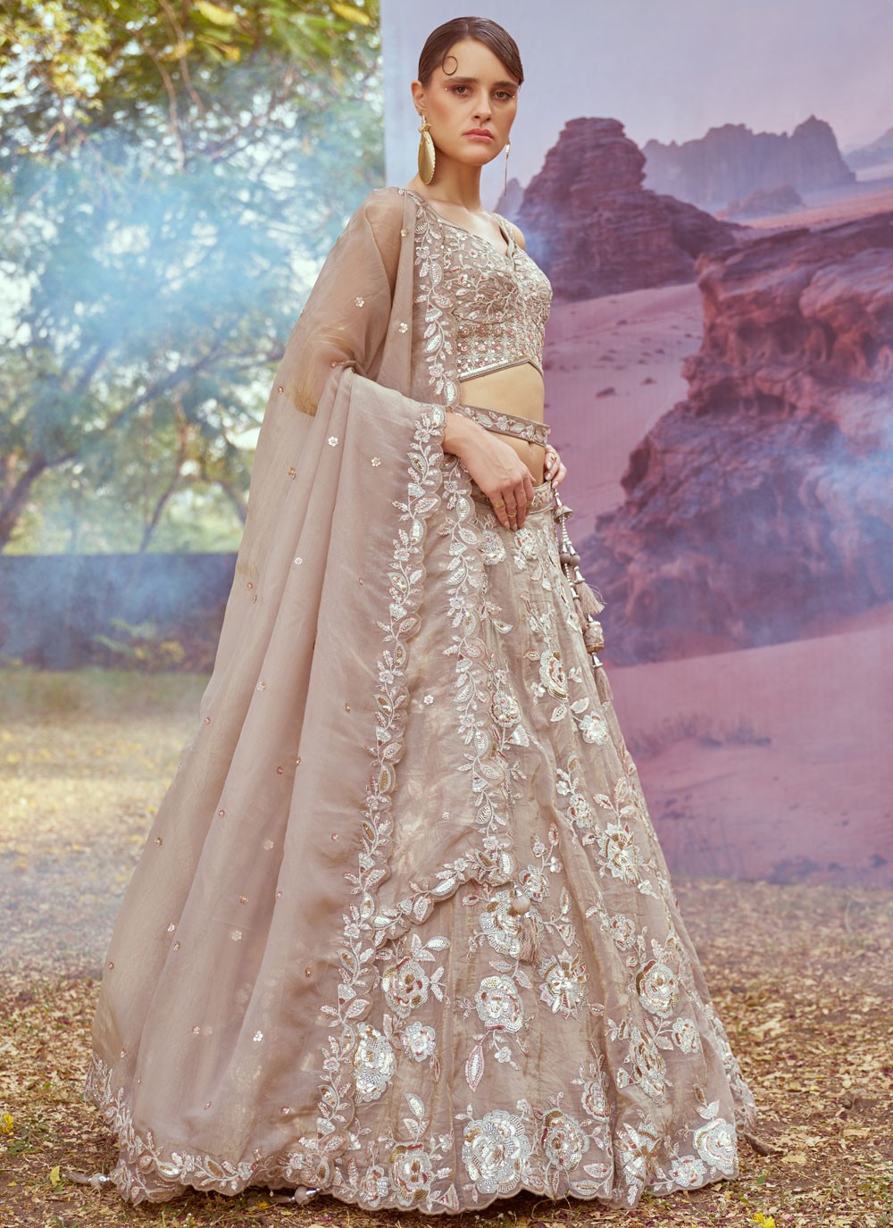 Beads Organza A - Line Lehenga - L2914