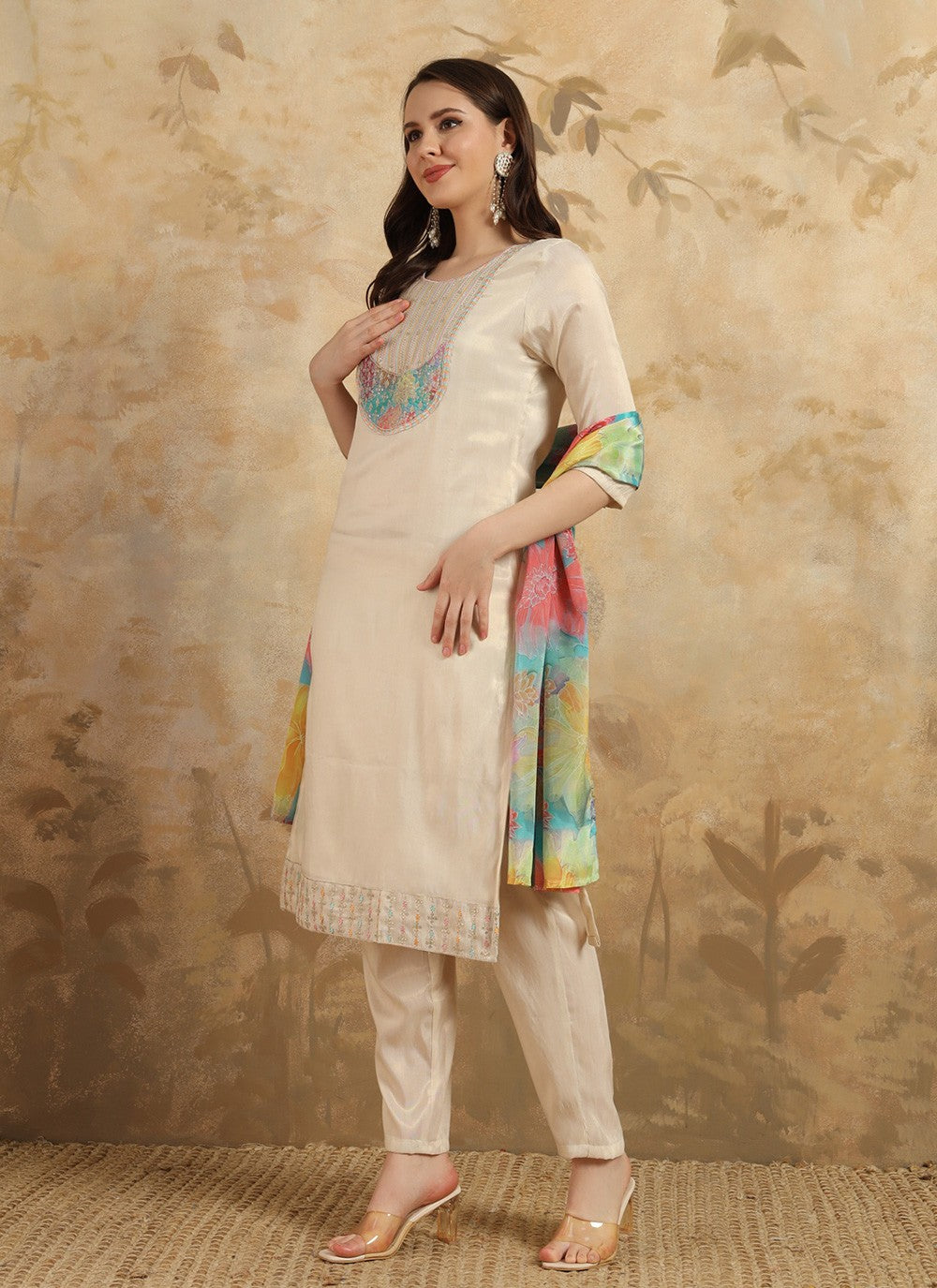 Chanderi Pant Style Suit - T3409