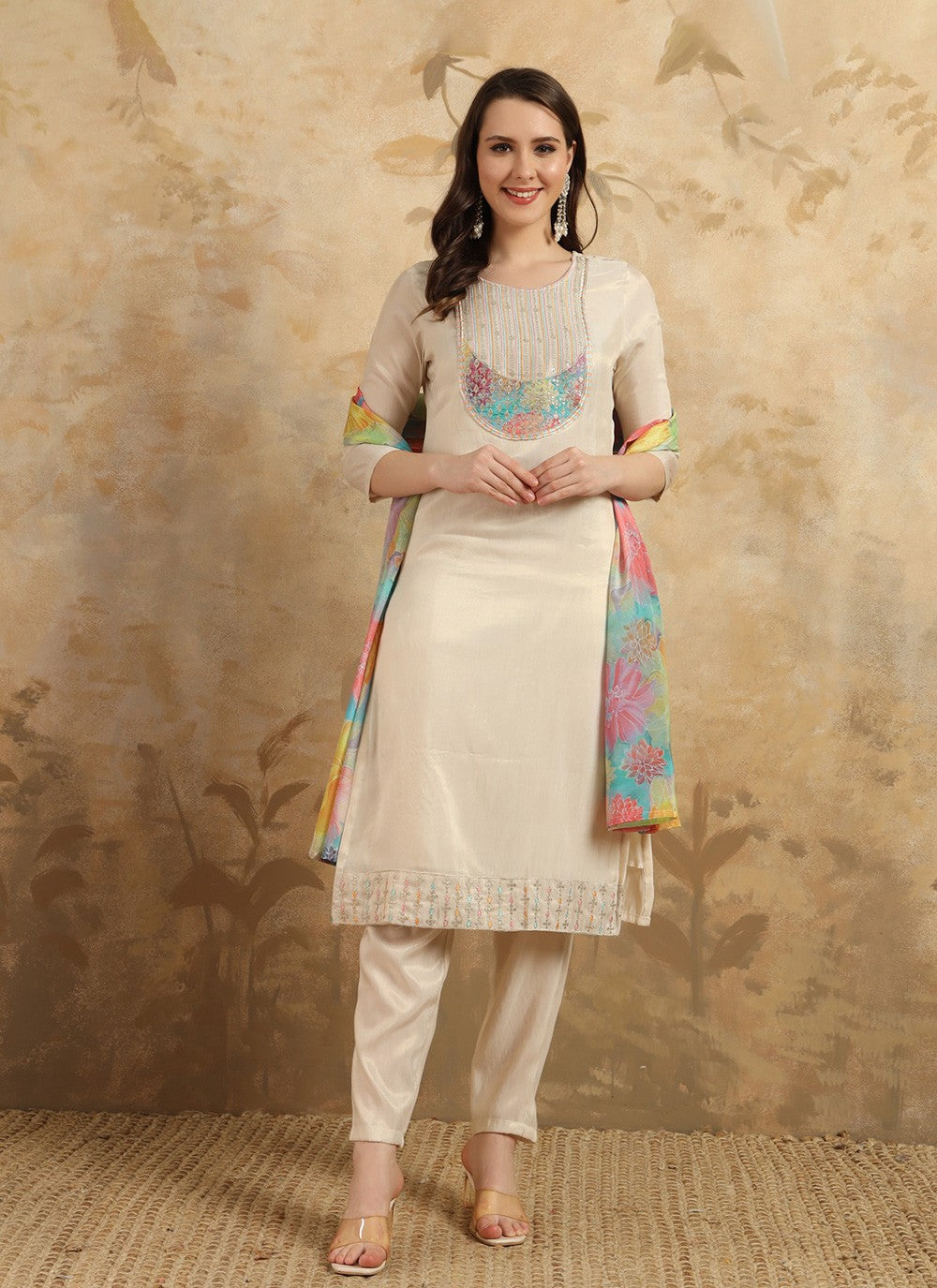 Chanderi Pant Style Suit - T3409