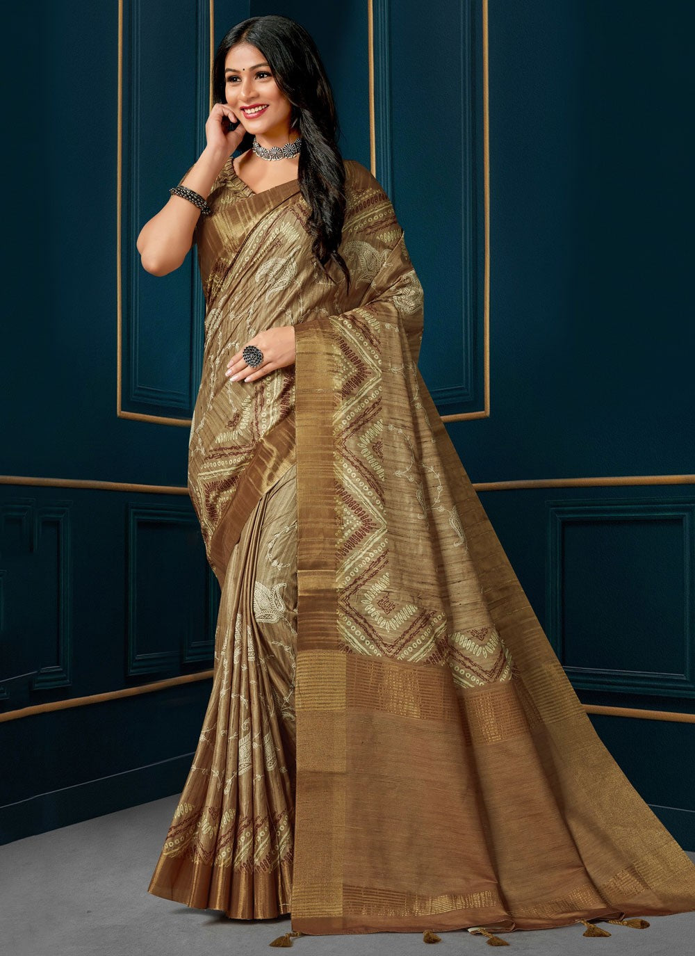 Classic Digital Print Silk Saree - S4691