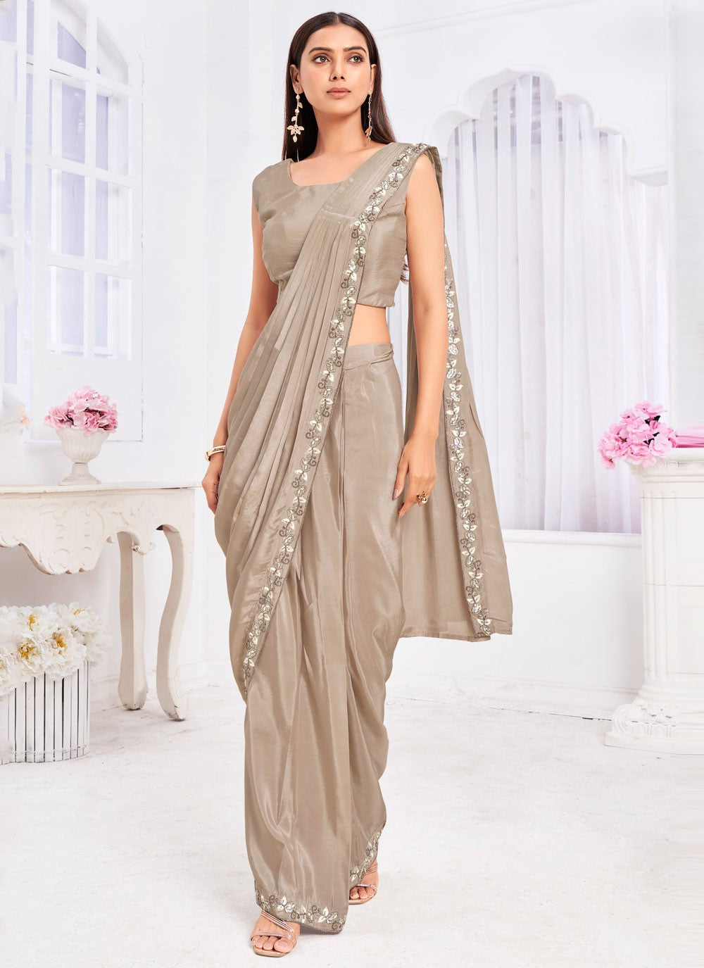 Classic Plain Georgette Saree - S6436