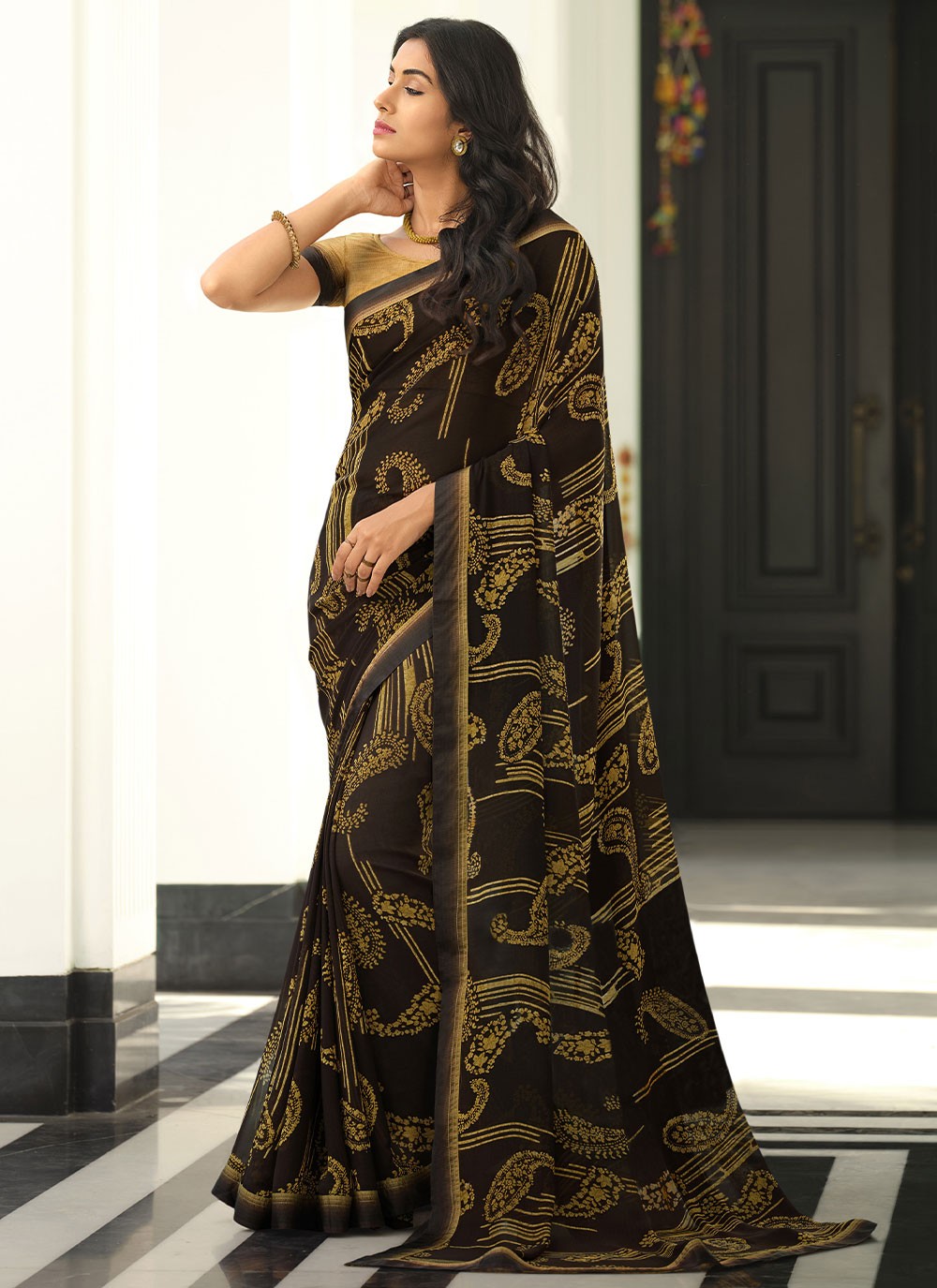 Traditional Lace Georgette Saree - S2868