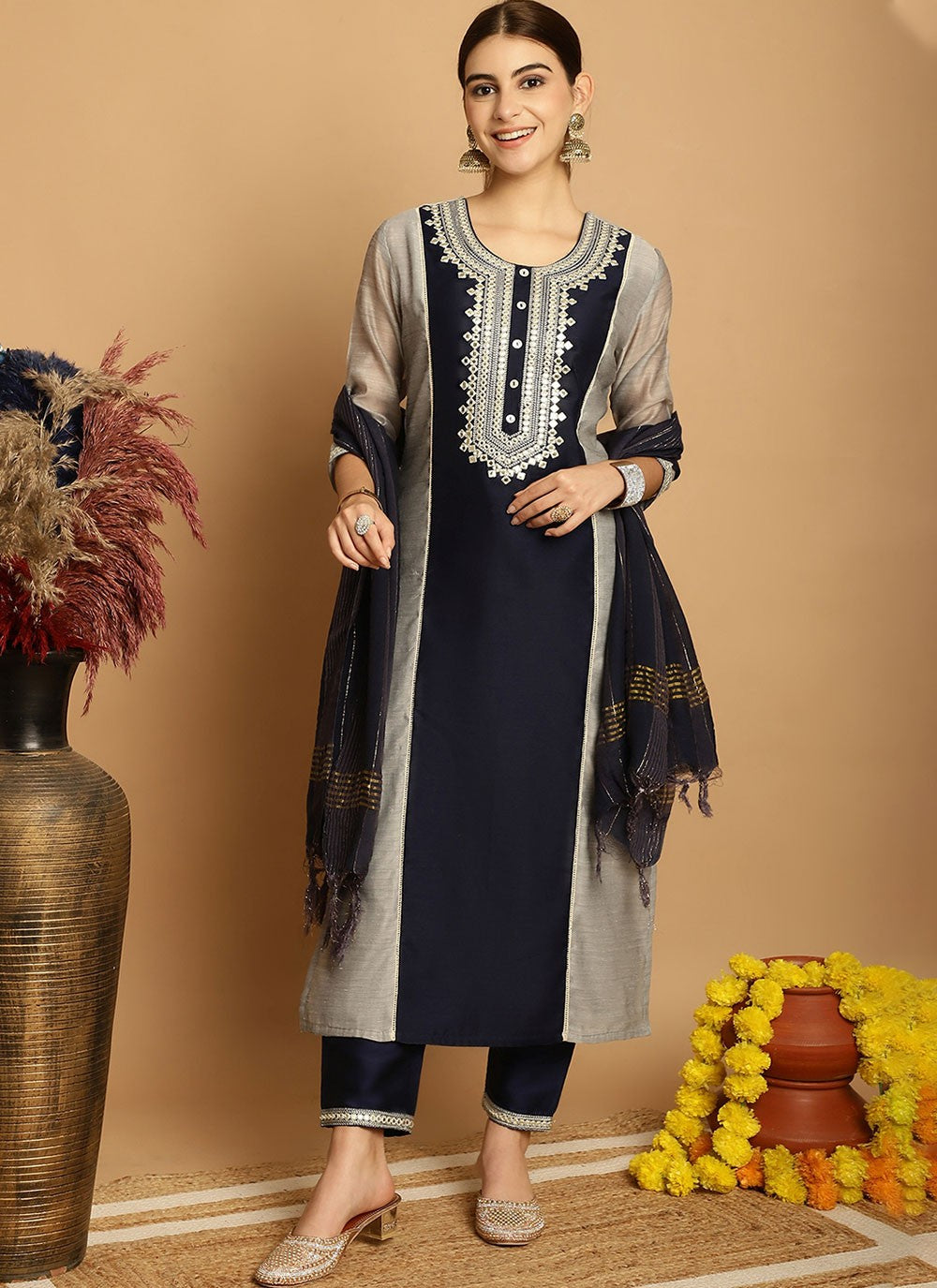 Chanderi Salwar Suit - T1907