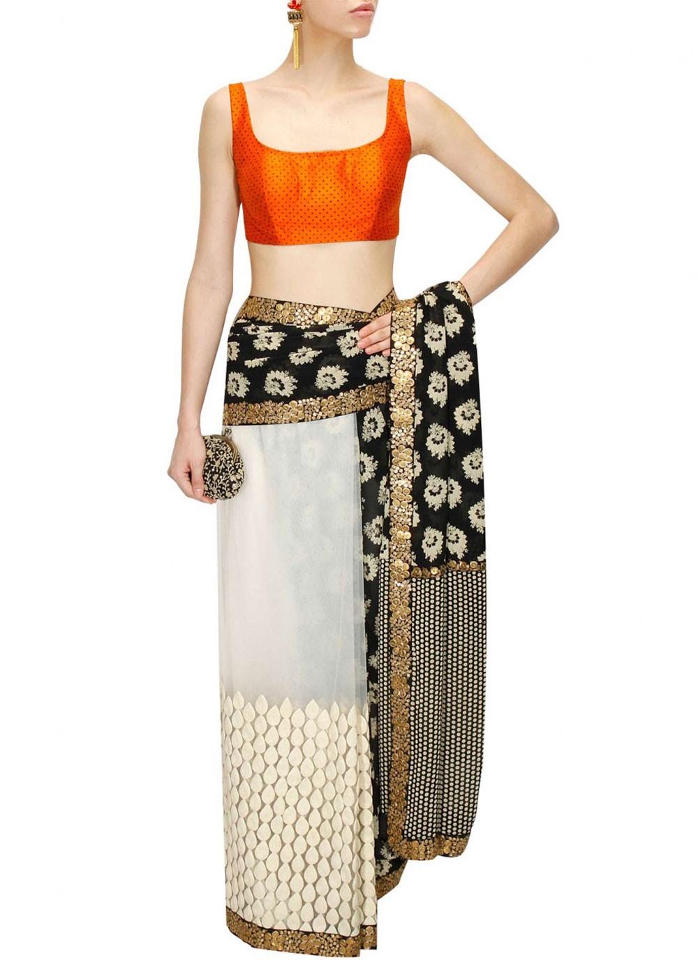 Contemporary Embroidered Georgette, Net Saree - S2146