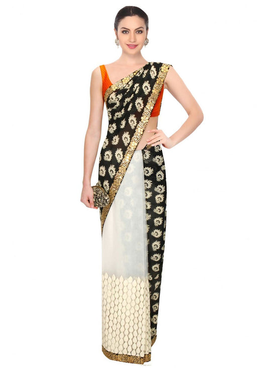 Contemporary Embroidered Georgette, Net Saree - S2146