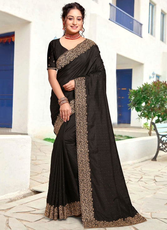 Classic Border Work Art Silk Saree - S8150