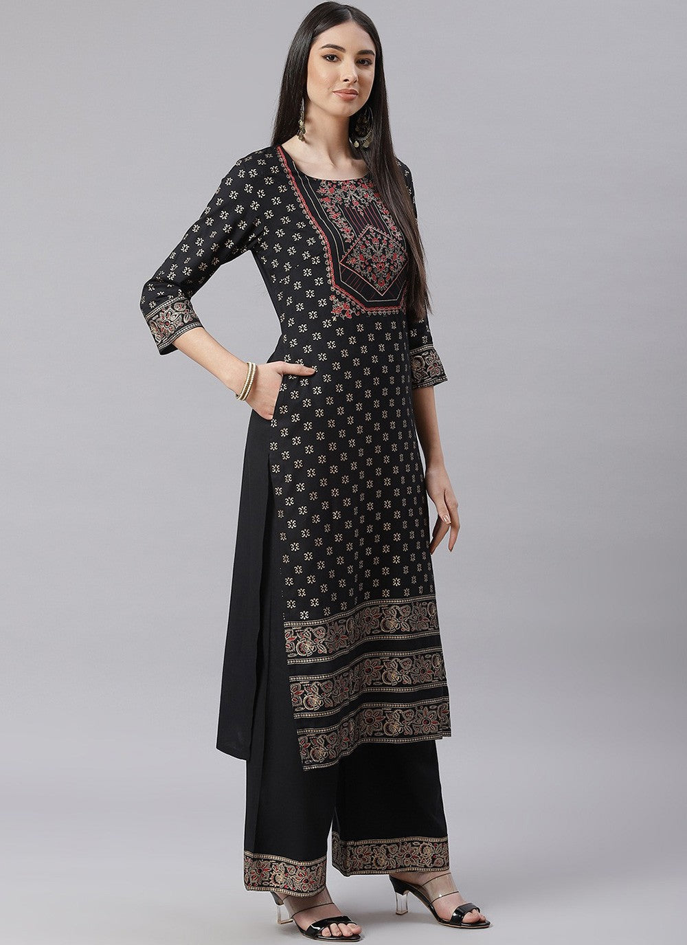 Blended Cotton Palazzo Suit - T609