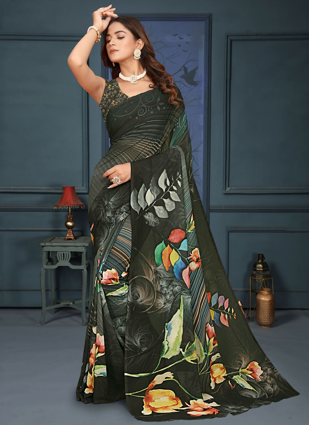 Classic Digital Print Weight Less Saree - S9471