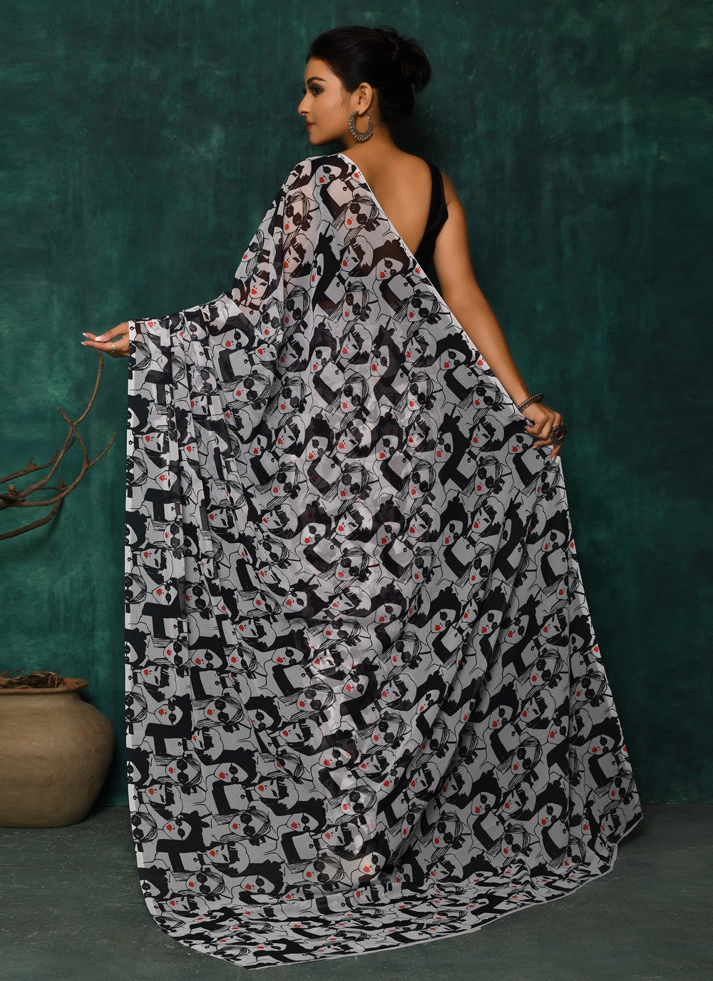 Classic Digital Print Faux Georgette Saree - S2174