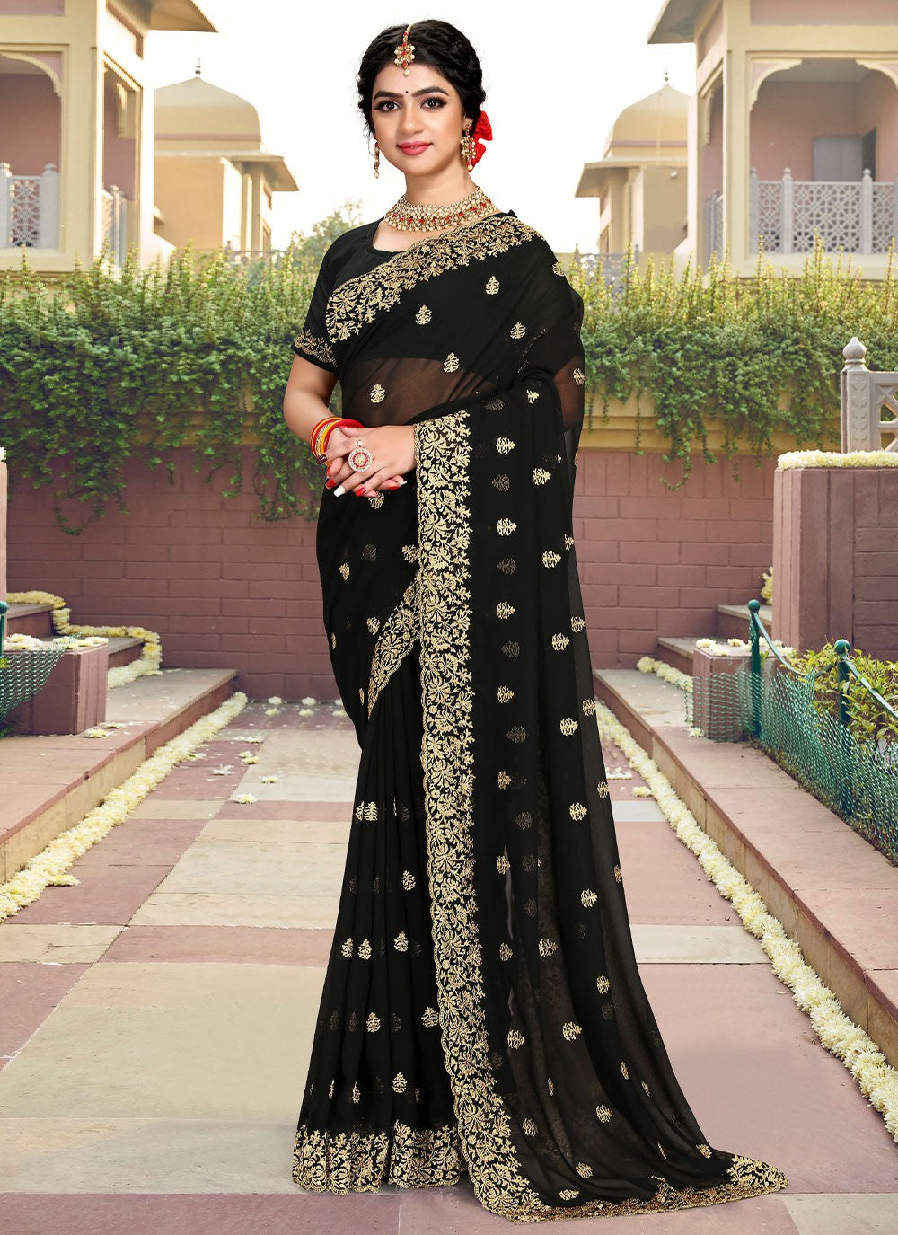 Saree Embroidered Georgette Saree - S2546