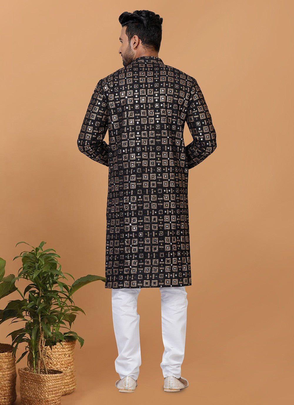 Embroidered Georgette Black Kurta Pyjama - M6240