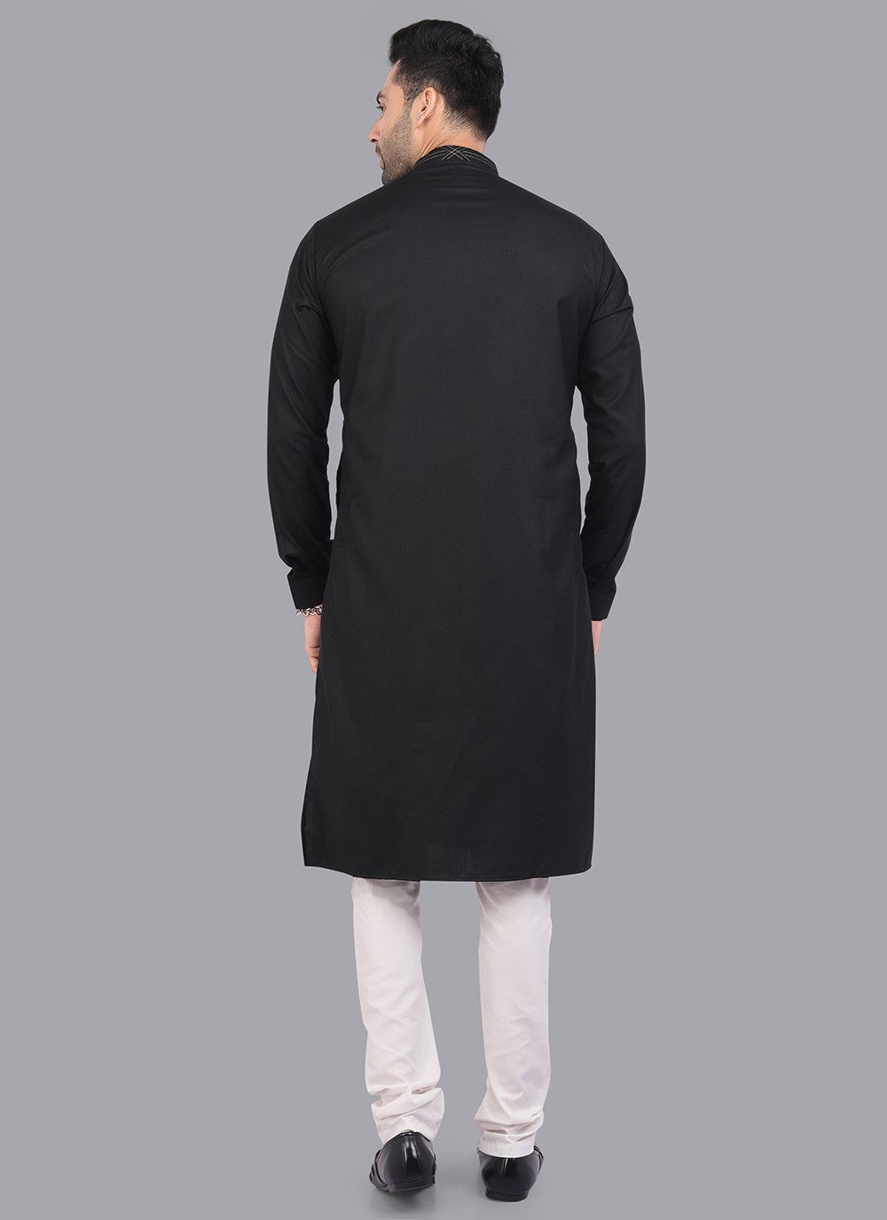 Plain Art Silk Black Kurta Pyjama - M6731