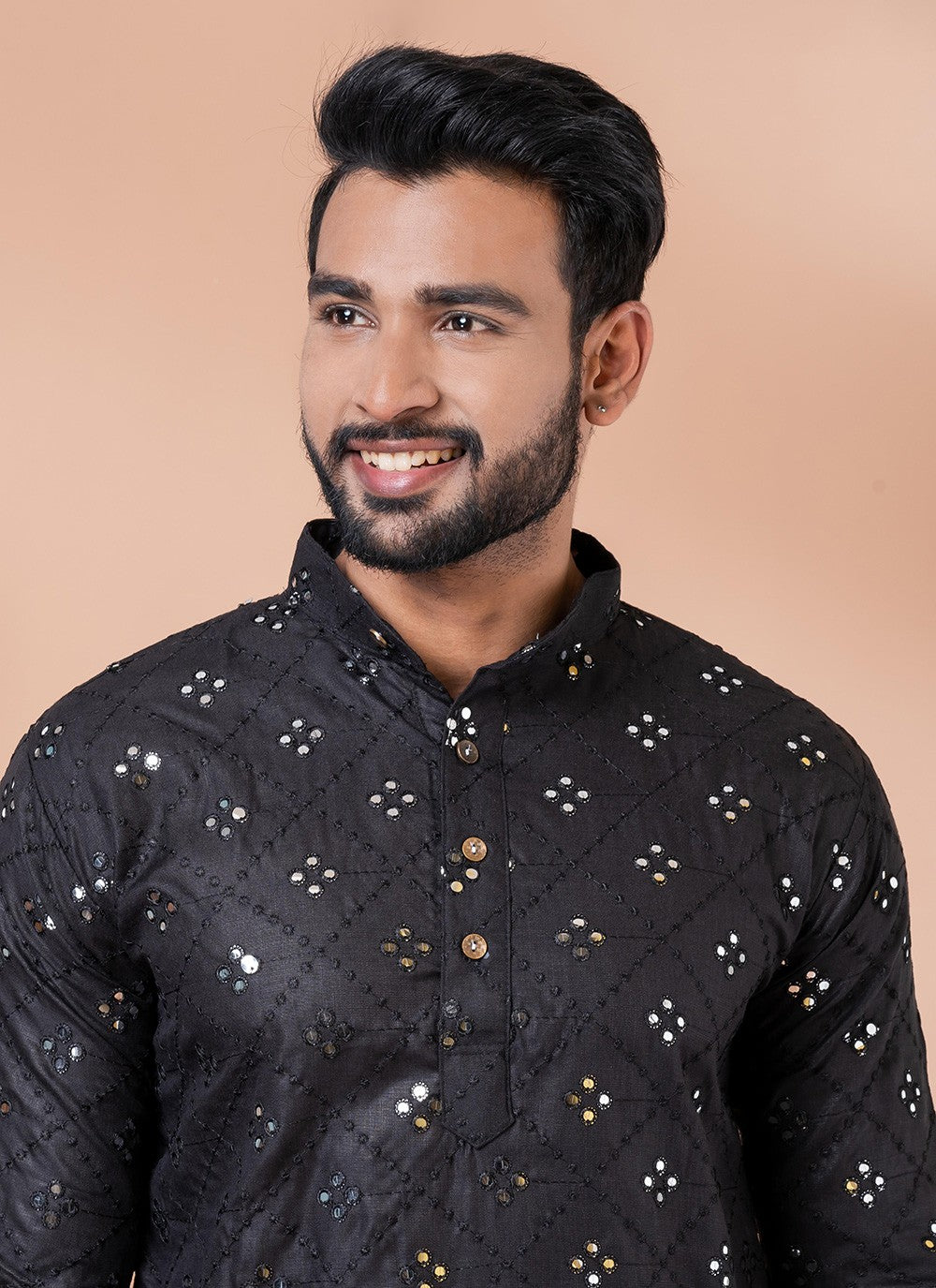 Mirror Cotton Black Kurta - M7818