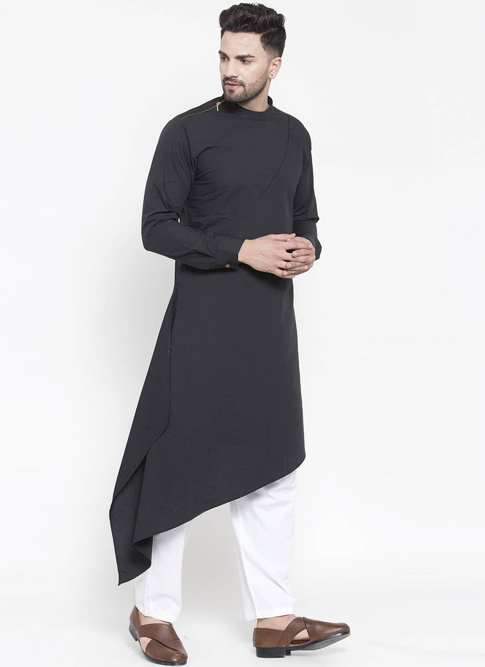 Plain Cotton Black Dhoti Kurta - M1985