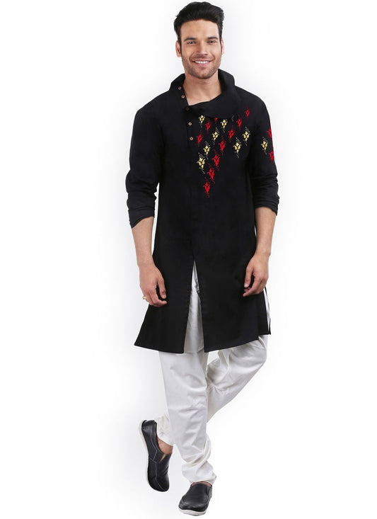 Embroidered Cotton Black Kurta Pyjama - M2316