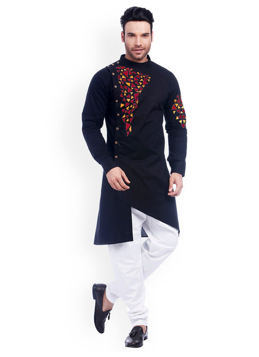 Embroidered Cotton Black Kurta Pyjama - M2321