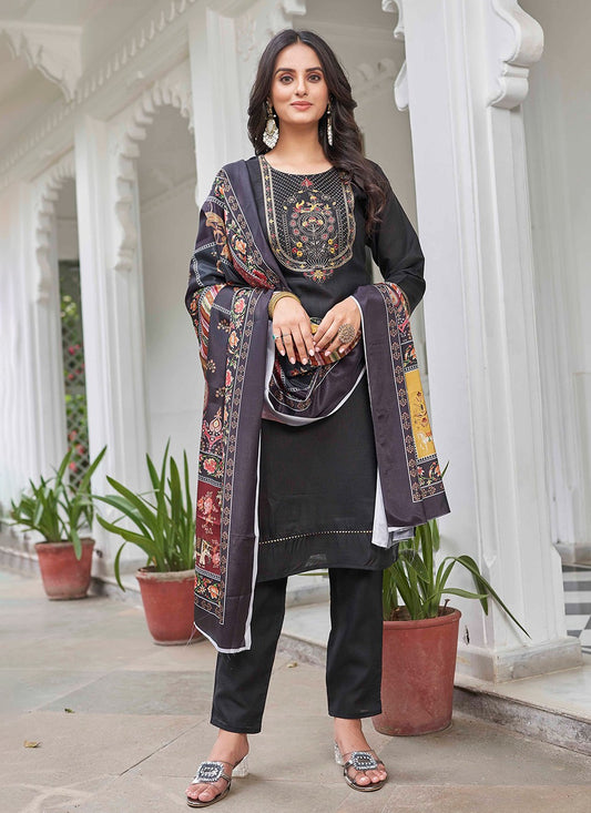 Embroidered Cotton Pant Style Suit - T4714