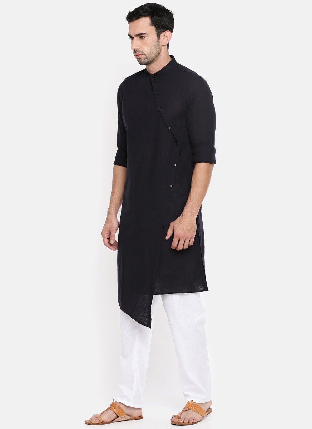 Plain Cotton Black Kurta Pyjama - M1988