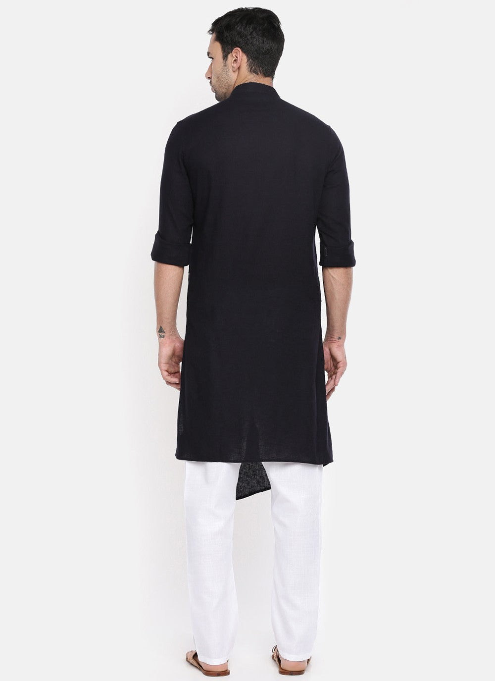 Plain Cotton Black Kurta Pyjama - M1988