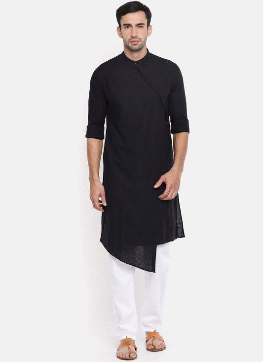 Plain Cotton Black Kurta Pyjama - M1988