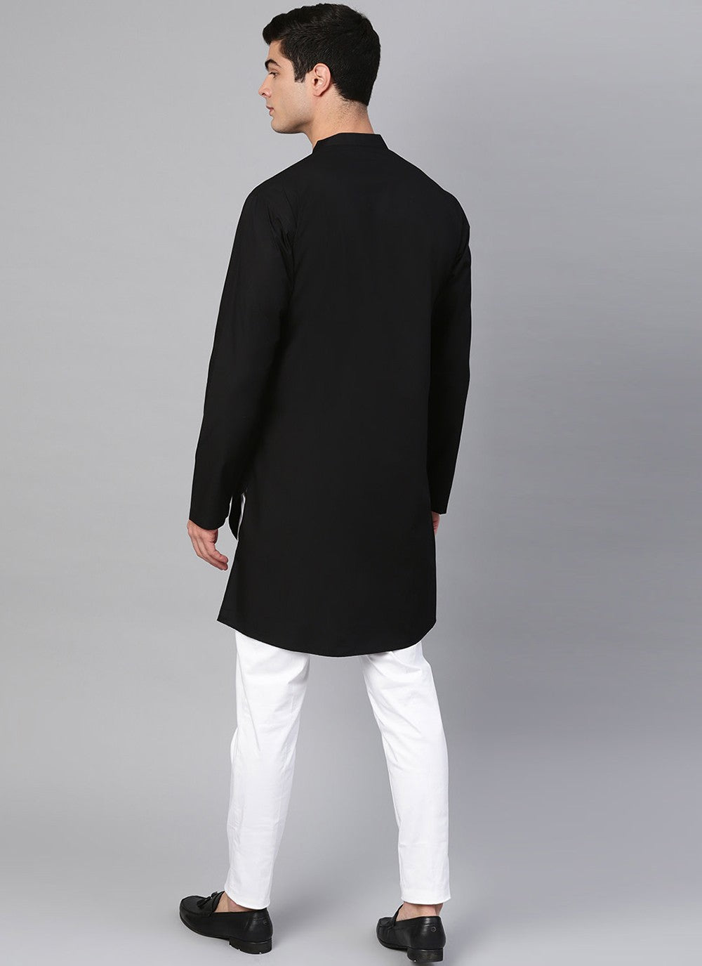 Plain Cotton Black Kurta Pyjama - M1971