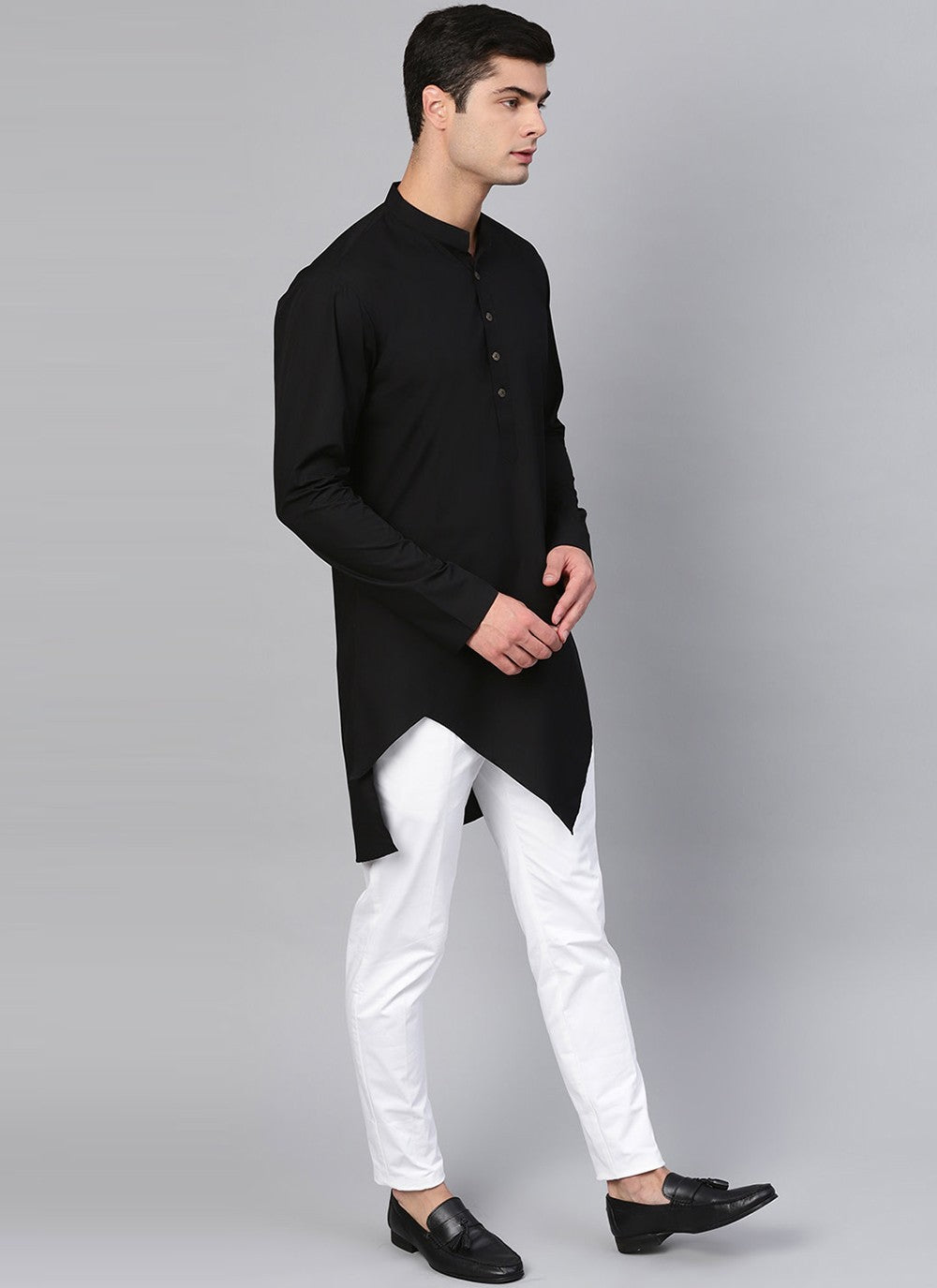 Plain Cotton Black Kurta Pyjama - M1971