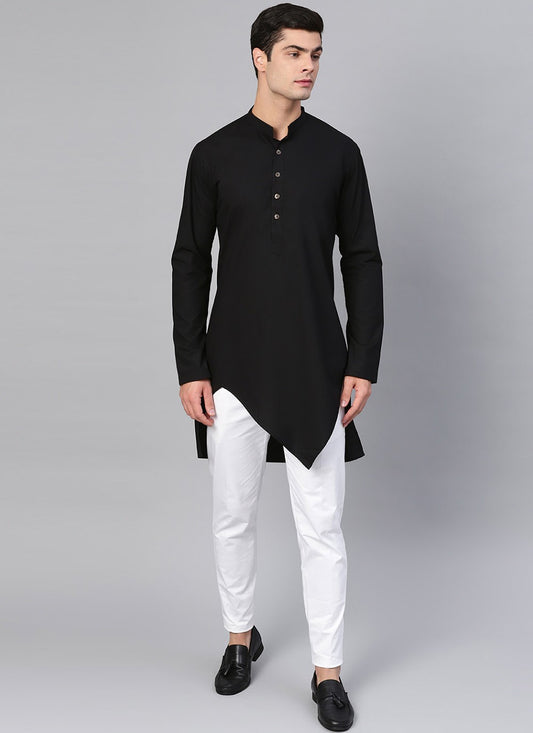 Plain Cotton Black Kurta Pyjama - M1971