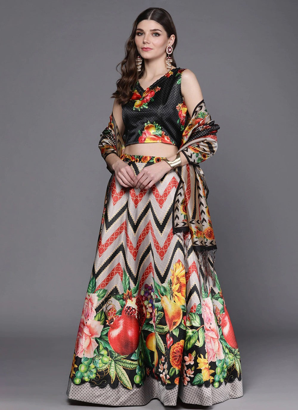 Digital Print Satin A - Line Lehenga - L2075