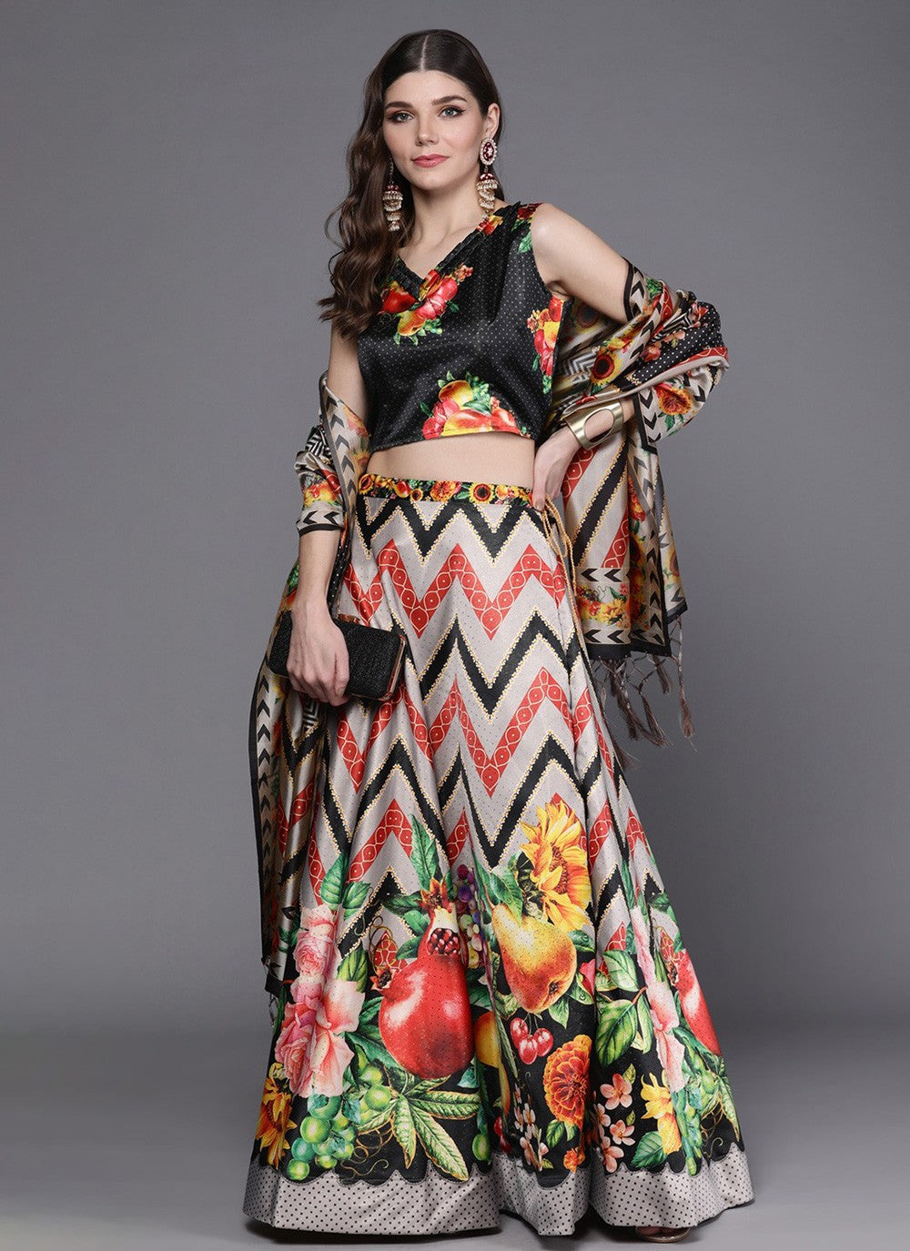 Digital Print Satin A - Line Lehenga - L2075