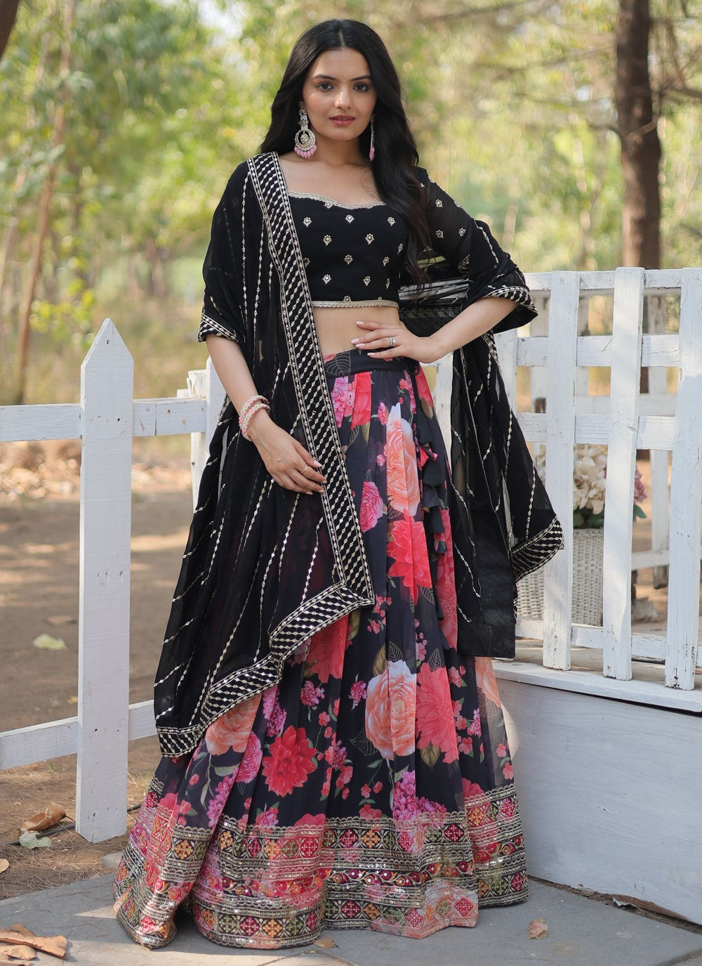 Digital Print Faux Georgette A - Line Lehenga - L2087