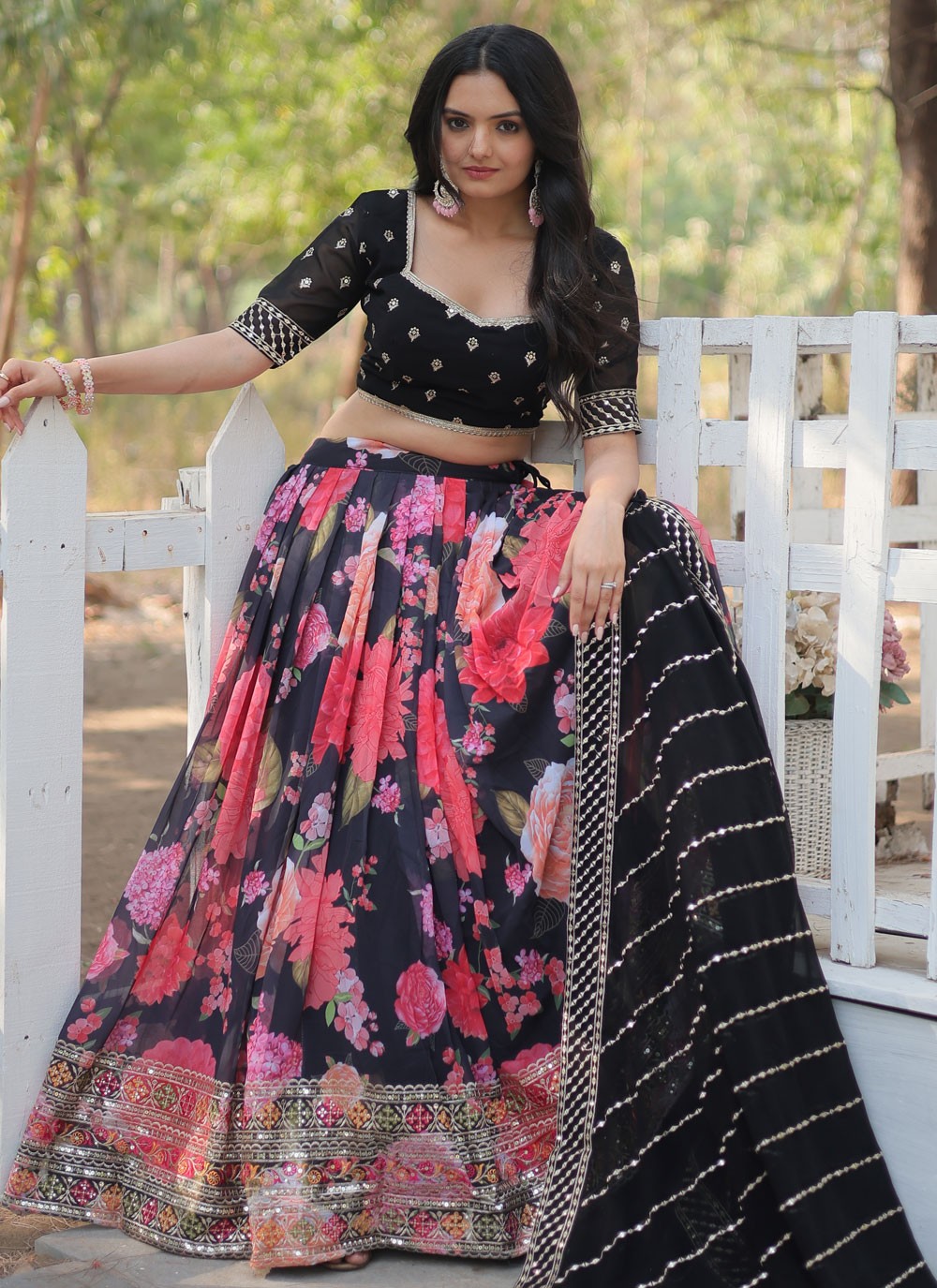 Digital Print Faux Georgette A - Line Lehenga - L2087