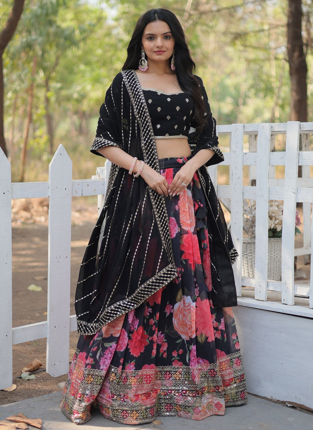 Digital Print Faux Georgette A - Line Lehenga - L2087