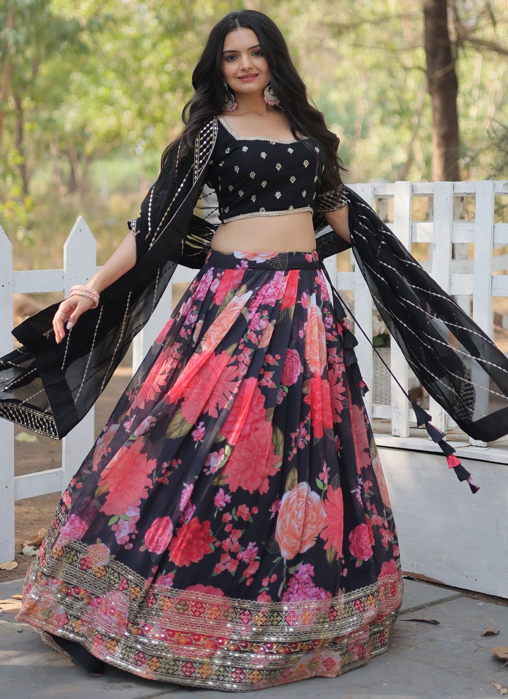 Digital Print Faux Georgette A - Line Lehenga - L2087