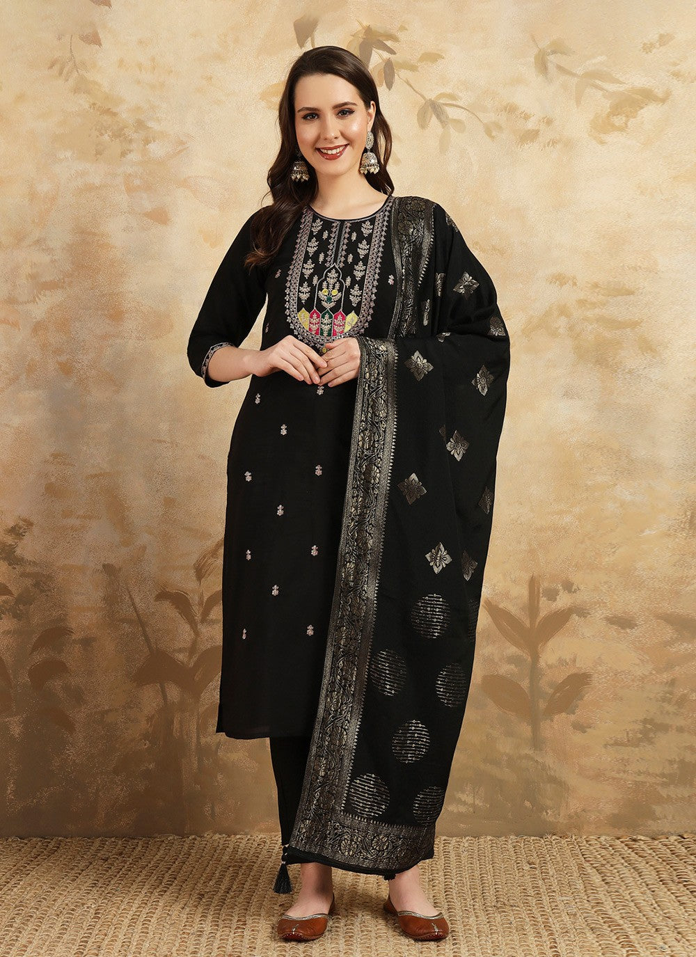 Chanderi , Viscose Pant Style Suit - T3424