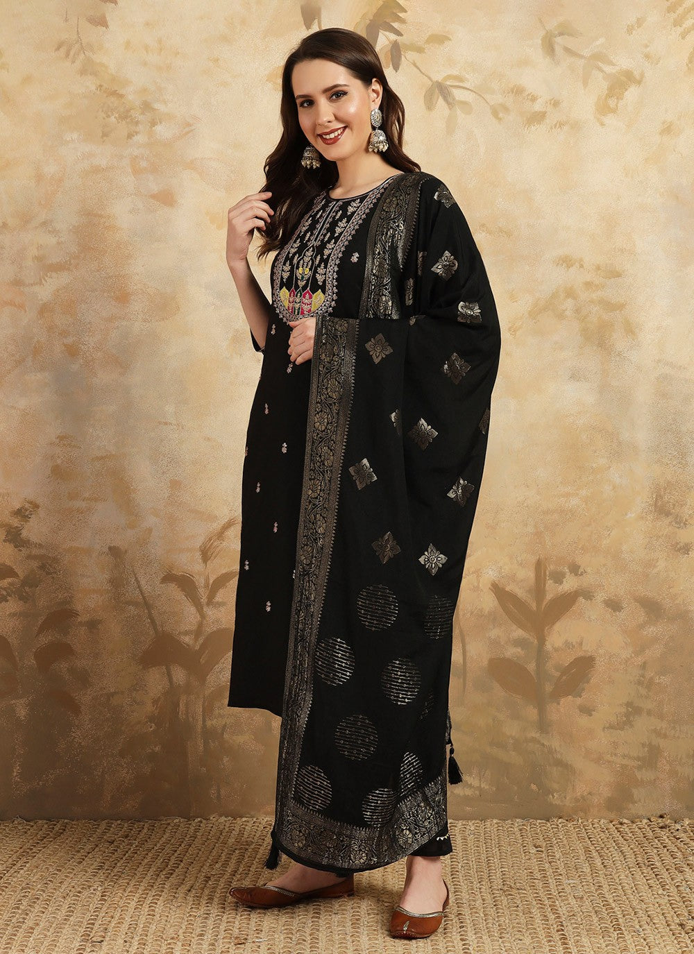 Chanderi , Viscose Pant Style Suit - T3424