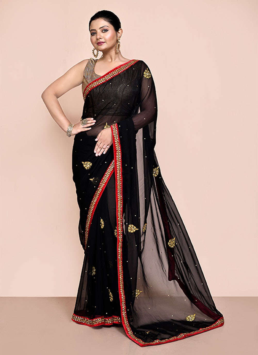 Classic Embroidered Shimmer Saree - S6521