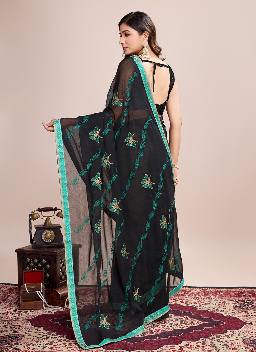 Embroidered Georgette Saree - S11542