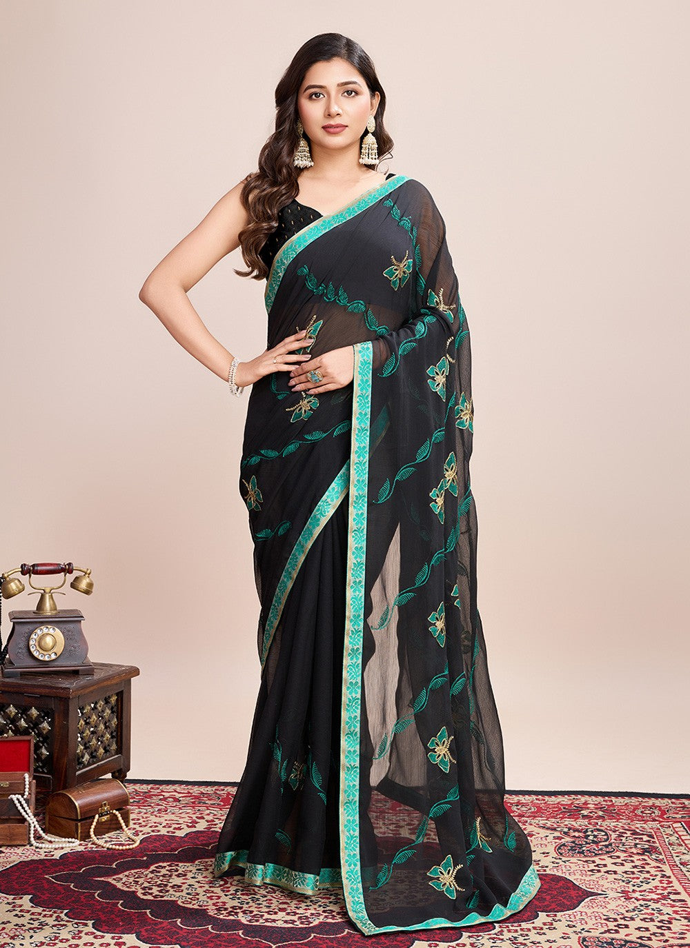 Embroidered Georgette Saree - S11542