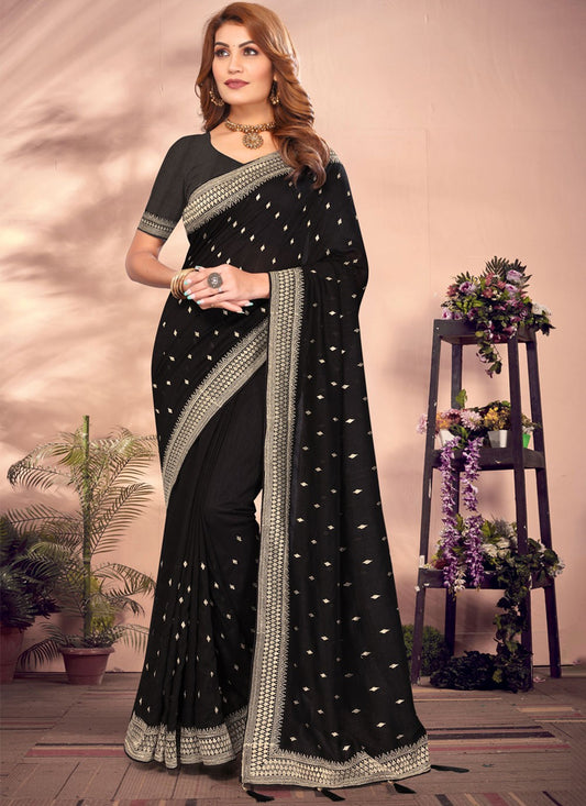 Classic Embroidered Vichitra Silk Saree - S8411