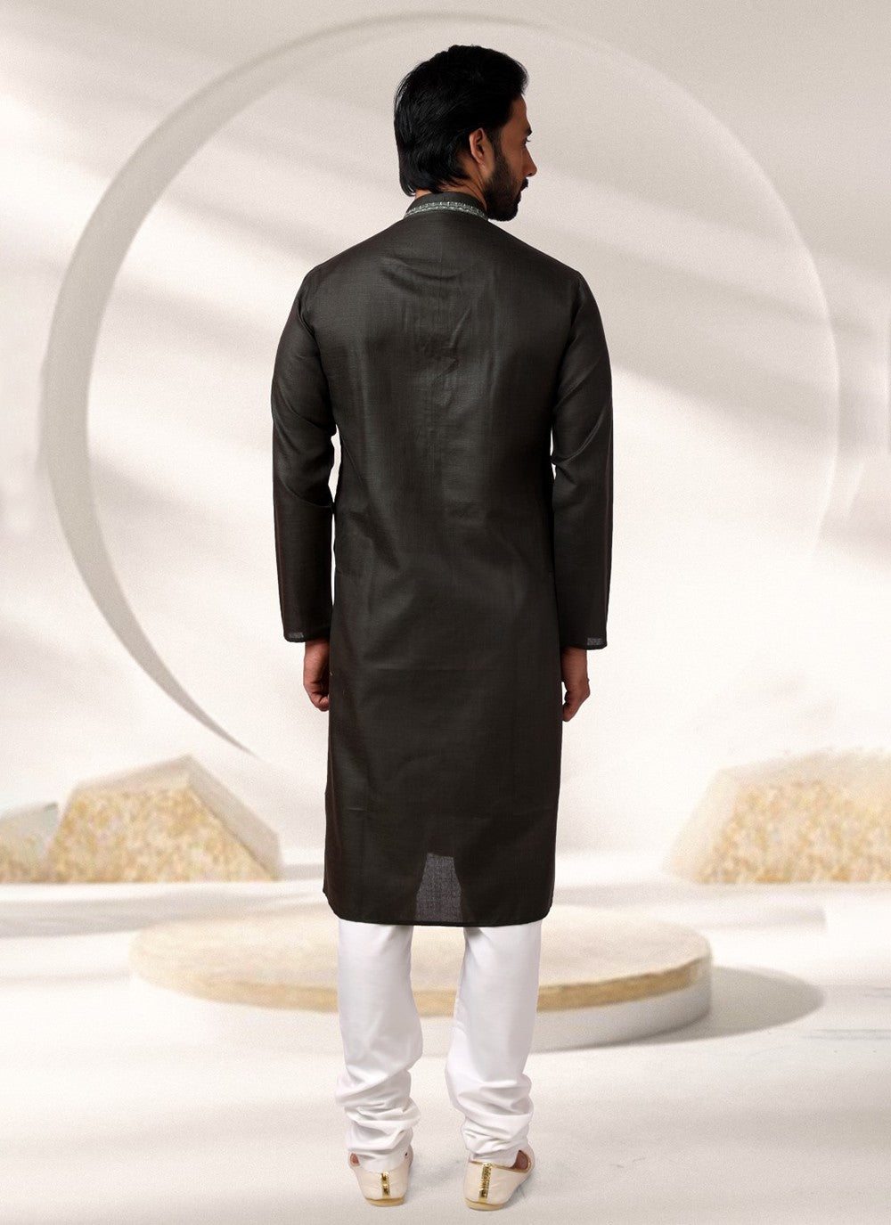 Embroidered Cotton , Rayon Black Kurta Pyjama - M7007