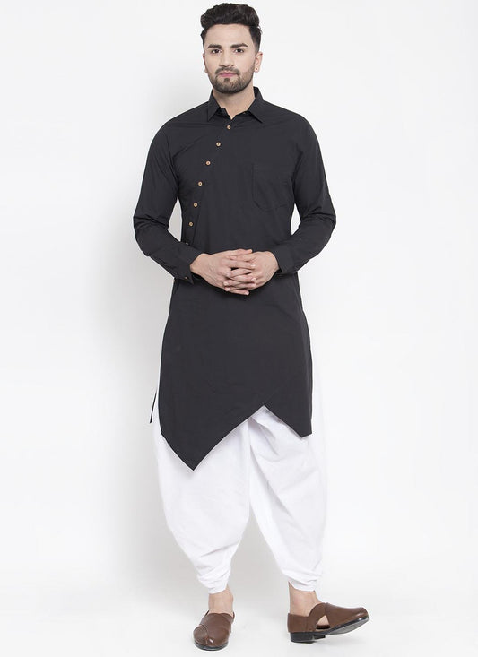 Plain Cotton Black Dhoti Kurta - M1982