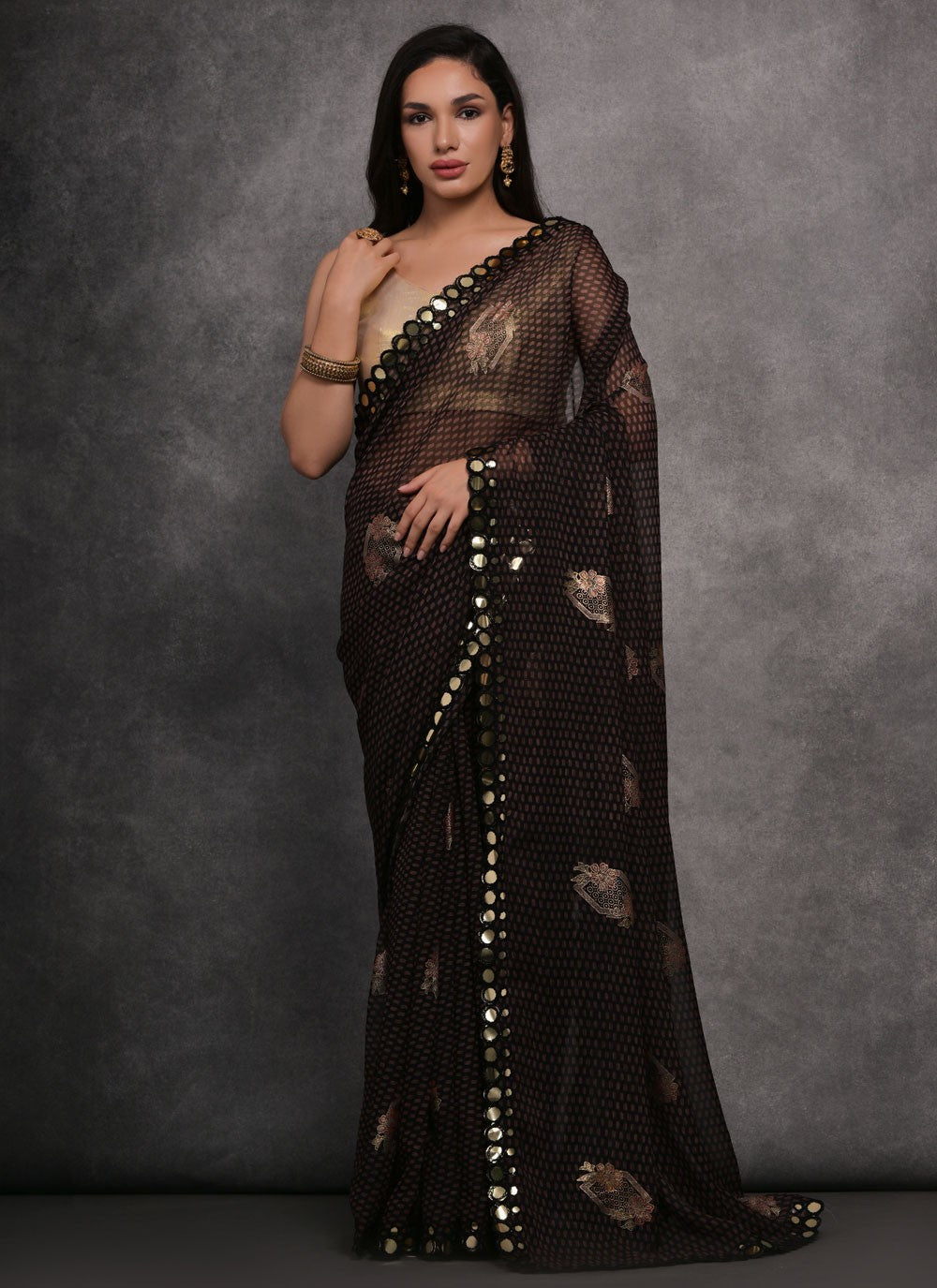 Trendy Border Work Georgette Saree - S4717