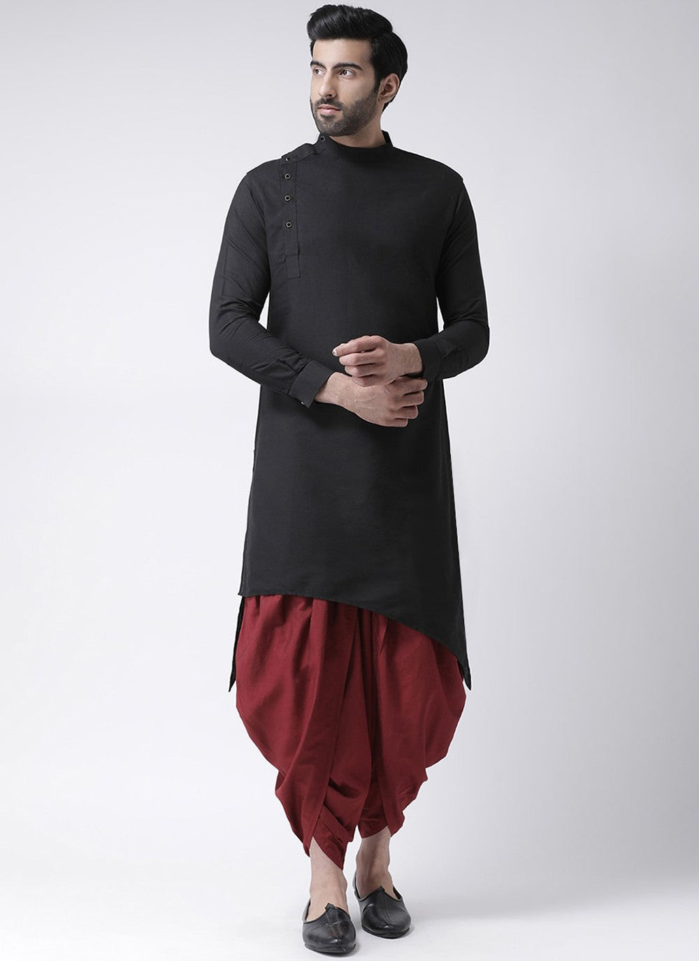 Plain Cotton Black Indo Western - M2445