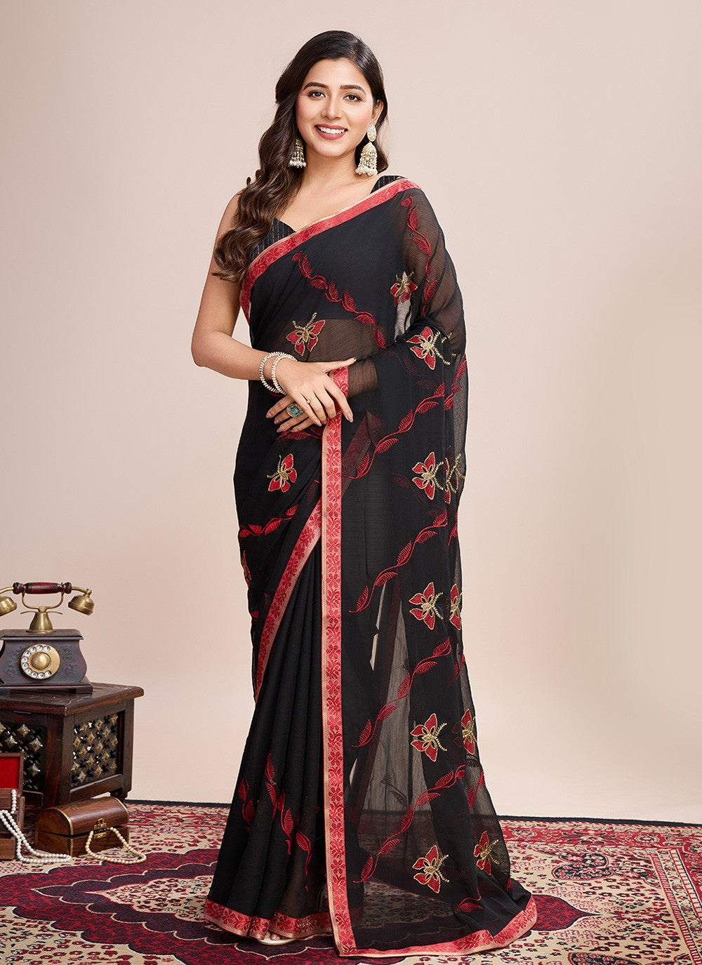 Embroidered Georgette Saree - S11542