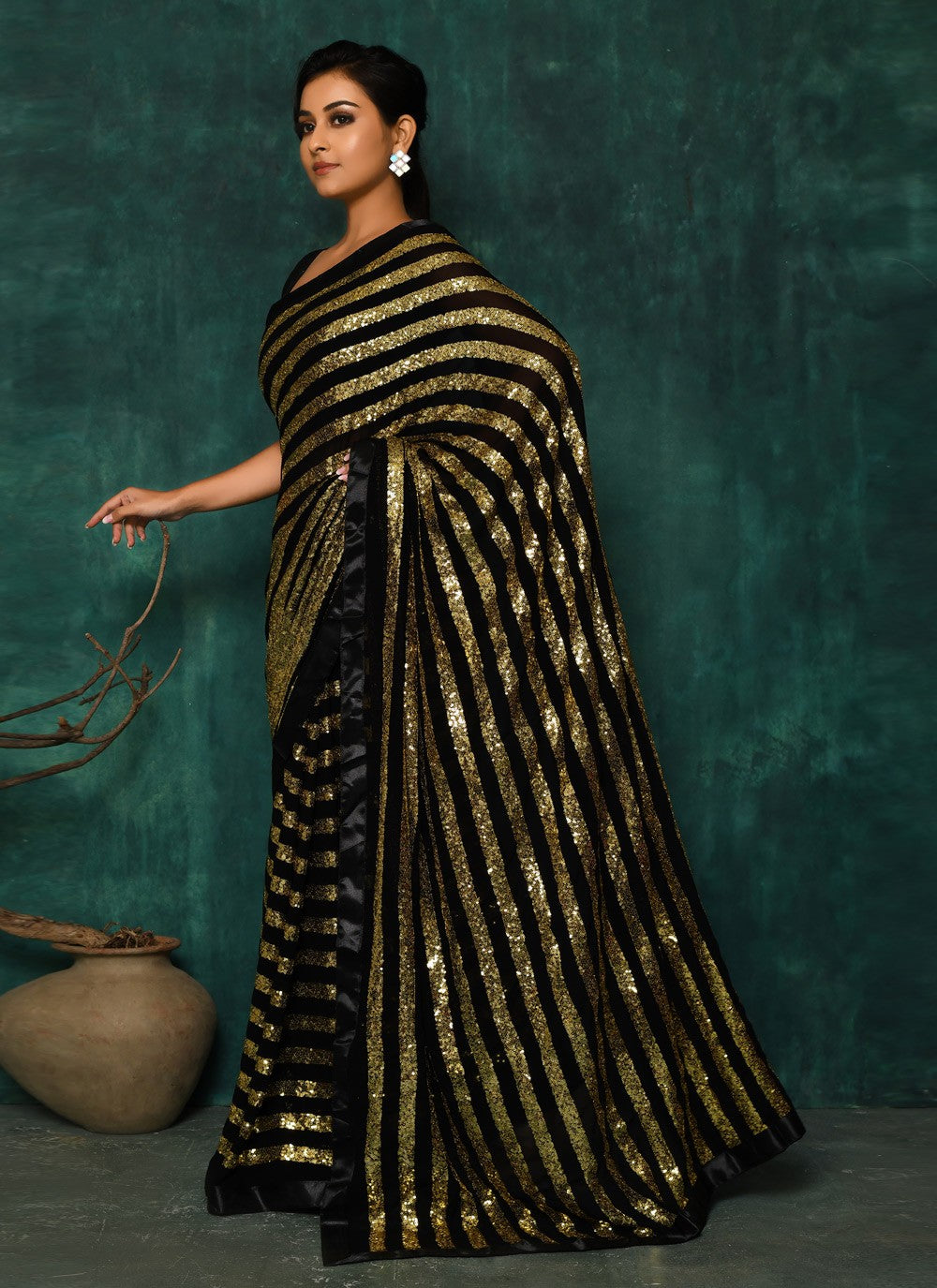 Classic Digital Print Faux Georgette Saree - S2342